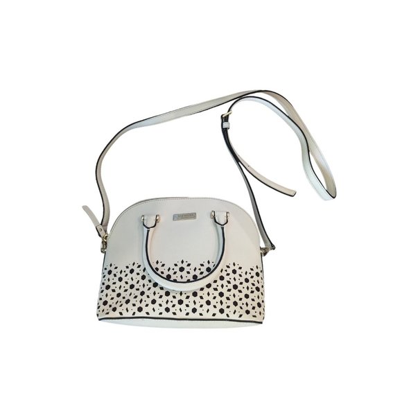 kate spade new york Handbags - Kate Spade Newman Drive Mini Carli Cement Cream White Floral Cut Crossbody Bag